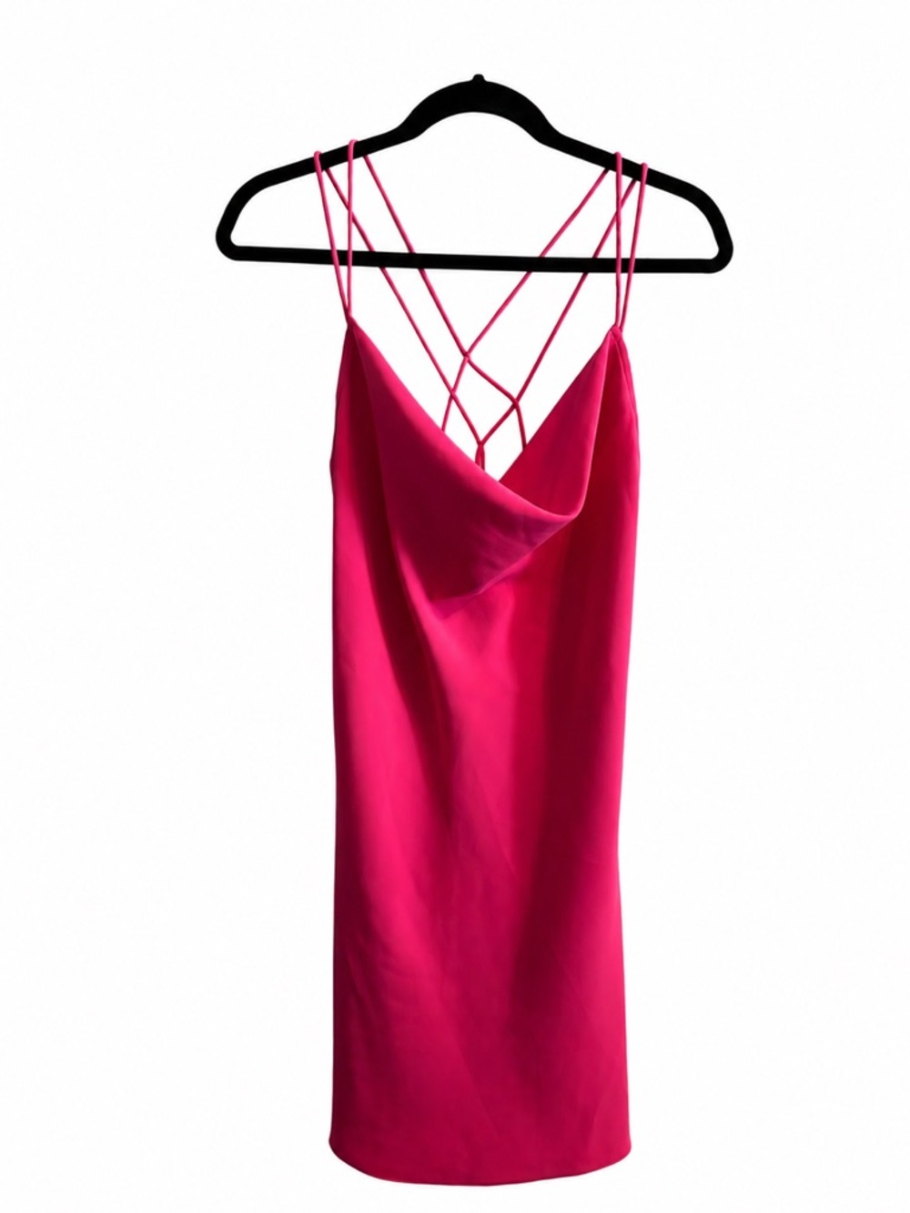 NWOT Jay Godfrey Hot Pink Silky Satin-Look Strappy Dress Size 8
